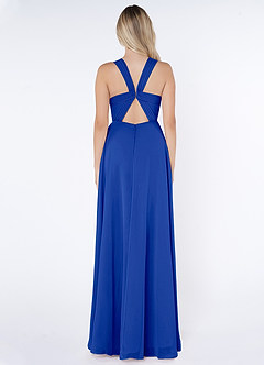 Azazie Jane Brautjungfernkleider A-Linie V-Hals Gefaltet Chiffon Kleid Königsblau image2
