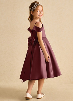Azazie Favia Flower Girl Dresses Desert Rose A-Line Off the Shoulder Matte Satin Dress image3