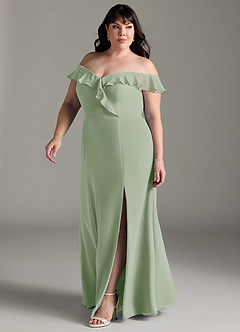 Azazie Sophie Bridesmaid Dresses Dusty Sage A-Line Off the Shoulder Chiffon Convertible Dress image8