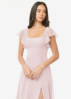 Azazie Bondi Bridesmaid Dresses Blushing Pink A-Line Ruffled Chiffon Dress image6