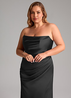 Azazie Leonis Bridesmaid Dresses Black Mermaid Pleated Stretch Satin Convertible Dress image11