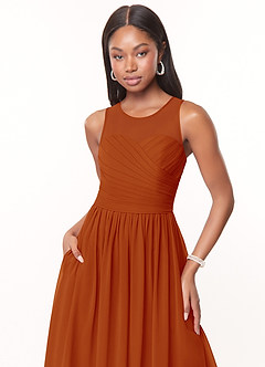 Azazie Nina Bridesmaid Dresses Paprika A-Line Pleated Chiffon Dress image5