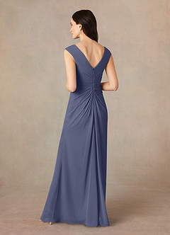 Azazie Sally Kleider für die Brautmutter A-Linie V-Hals Gefaltet Chiffon Kleid Sturm image4