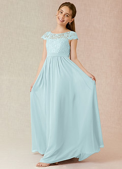 Azazie Silvermist Junior Mist A-Line Pleated Chiffon Dress image3