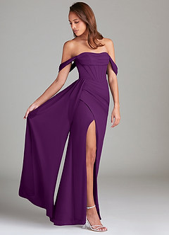Azazie Amyra Robes de demoiselle d'honneur Robe Fourreau Convertible en Mousseline de soie Épaule décolletée Grain De Raisin image3