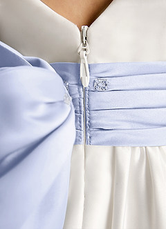 Azazie Sosie Flower Girl Dresses Ivory Lavender A-Line Pleated Matte Satin Dress image6
