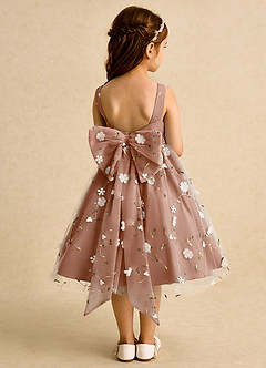 Azazie Bean Flower Girl Dresses Bronzer Ball-Gown Sleeveless Tulle Dress image2