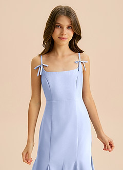 Azazie Evey Junior Abito Sirena in Chiffon Plissettato Ghiaccio image6