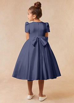 Azazie Anirra Flower Girl Dresses Stormy Ball-Gown Pleated Matte Satin Dress image4