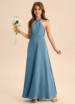 Azazie Beah Junior Robe Trapèze en Satin extensible Plissée Bermude image3