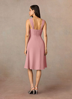 Azazie Olivia Mother of the Bride Dresses Dusty Rose A-Line Square Neckline Pleated Chiffon Dress image5