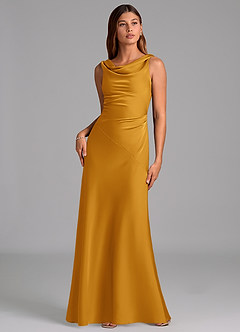 Azazie Nerine Brudtärnklänningar Klä av A-Linje i Stretch Satin Plisserad Knäck image3