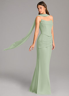 Azazie Sorrel Bridesmaid Dresses Dusty Sage Mermaid Corset Chiffon Dress image3