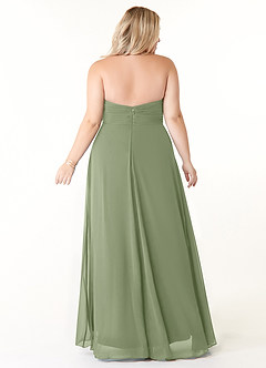 Azazie Tessie Brautjungfernkleider A-Linie V-Hals Gefaltet Chiffon Kleid Pistazie image7