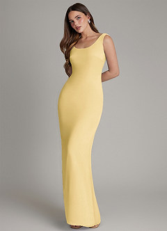 Azazie Hadley Bridesmaid Dresses Butter Mermaid Pleated Chiffon Dress image3