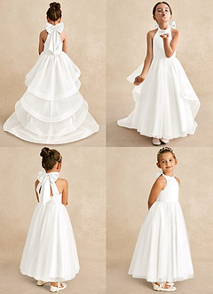 Azazie Bev Flower Girl Dresses Ivory A-Line Convertible Tulle Dress image2