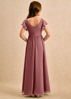 Azazie Milly Girls Formal 플라워 걸 드레스 A라인 주름진 쉬폰 비대칭 드레스 image2