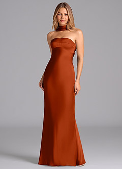 Azazie Lusinda Bridesmaid Dresses Paprika Mermaid Strapless Stretch Satin Dress image4