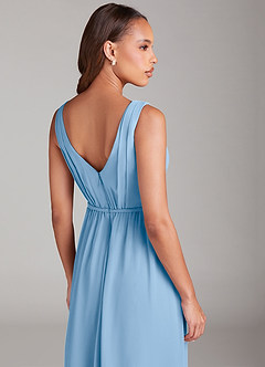 Azazie Tanicia Brautjungfernkleider Eine Linie Plissee Chiffon Kleid Puderblau image6