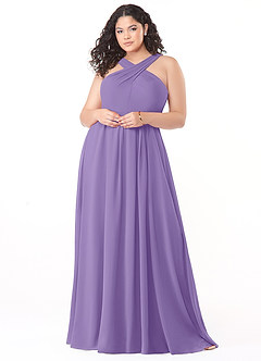 Azazie Dixie Bridesmaid Dresses Tahiti A-Line Halter Pleated Chiffon Dress image7