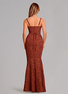 Azazie Aubrey Final Sale Terracotta Mermaid Bow Floral Burnout Dress image5