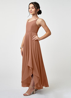 Azazie Collette Junior Bronzer A-Line Ruched Chiffon Dress image3