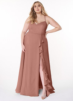 Azazie Naeem Bridesmaid Dresses Cedar Rose A-Line V-Neck Ruffle Chiffon Dress image7