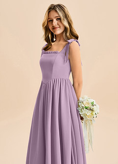 Azazie Delia Junior Abito A-Line in Chiffon Fiocco Glicine image7