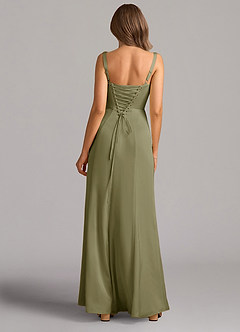 Azazie Amaris Bridesmaid Dresses Pistachio A-Line Corset Stretch Satin Dress image3