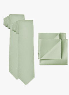 front Matte Satin Wide Tie and Pocket Square 2-Piece Set