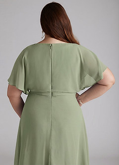 Azazie Aaliyah vestidos de dama de honor modestos Vestido Línea A Plisado Scoop Hasta el suelo Gasa image10