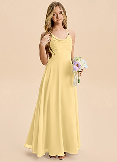 Azazie Gia Junior A-Linie Plissee Chiffon Kleid Butter image5