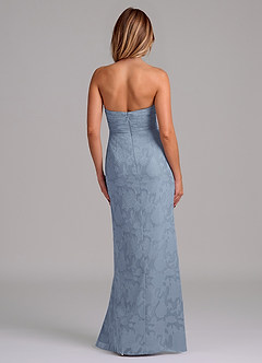 Azazie Jemma 신부 들러리 드레스 A라인 주름진 플로럴 번아웃 바닥 길이 드레스 image6