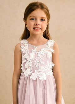 Azazie Mixie vestidos de niña de las flores Vestido Rosa Rubor de Encaje de Vestido de princesa image7