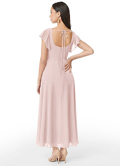 Azazie Bondi Brautjungfernkleider A-Linie Gestreift Chiffon Kleid Zartrosa image5