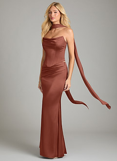 Azazie Sorrel Bridesmaid Dresses Auburn Mermaid Strapless Stretch Satin Convertible Dress image1