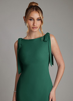 Azazie Luddie Abiti da Damigella Abito Sirena in Chiffon Fiocco Smeraldo image3