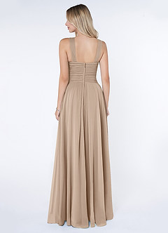 Azazie Kaleigh Abiti da Damigella Abito A-Line in Chiffon Plissettato Taupe image2