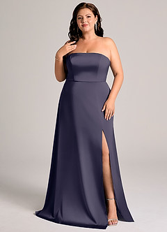 Azazie Wren Brudtärnklänningar Klä av A-Linje i Stretch Satin Axelbandslös Stormig Konvertibel image8