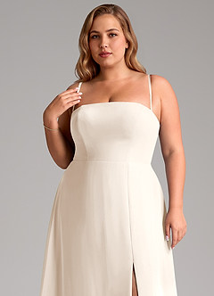 Azazie Wren Bridesmaid Dresses White Alabaster A-Line Side Slit Chiffon Convertible Dress image10