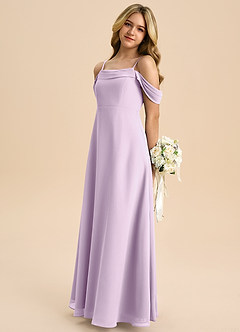 Azazie Anselie Junior A-Linie Schulterfrei Chiffon Kleid Frostiges Flieder image5