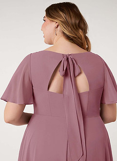 Azazie Kimber Bridesmaid Dresses Vintage Mauve A-Line Flounce Sleeve Chiffon Dress image14