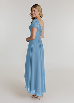 Azazie Thais Kleider für die Brautmutter A-Linie Spitze Chiffon Kleid Stahlblau image4