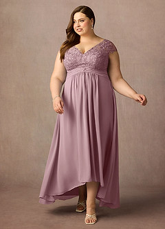 Azazie Irmeli Mother of the Bride Dresses Dusty Rose A-Line Lace Chiffon Dress image12