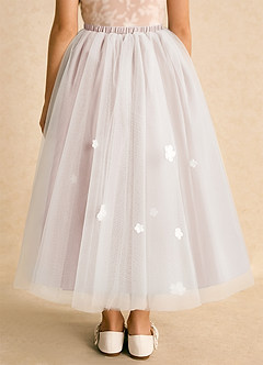 Azazie Teacup Blumenmädchenkleider Ballkleid Spitze Tüll Kleid Elfenbein Blassrosa image13