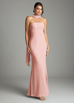 Azazie Saylor Brudtärnklänningar Klä av Sjöjungfru i Chiffong Axelbandslös Rosett image1