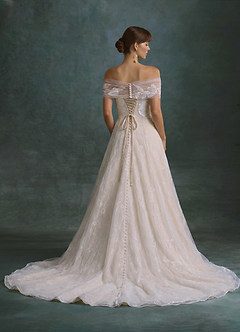 Azazie Berkely Trouwjurken Jurk van Tule met A-Lijn Off-shoulder Diamant Wit Champagne image2