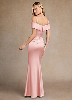 Azazie Laredo vestidos de madre de la novia Vestido de Rosa Empolvado de Satén Elástico de Corte Sirena con Vestidos sin tirantes image4