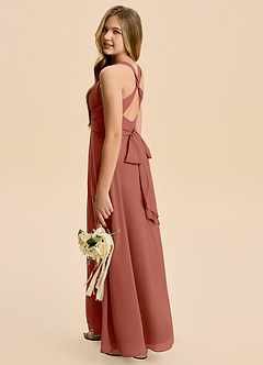 Azazie Kirsten Junior A-Linie Plissee Chiffon Kleid Rotbraun image1