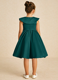 Azazie Poppet Blumenmädchenkleider A-Linie ärmellos Matte Satin Kleid Pfau image5